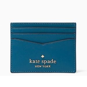 Kate Spade Staci Saffiano Slim Cardholder in Peacock (Teal)